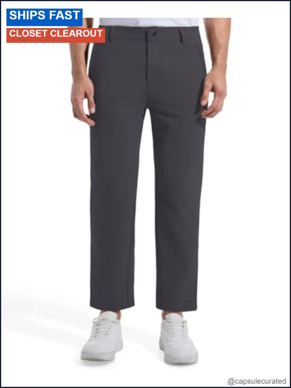 Stretch Golf Chinos Short Men 27" Inseam Slim Fit Water Resistant, Nylon Blend
